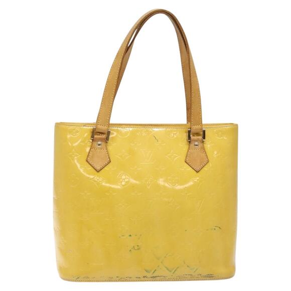 LOUIS VUITTON Monogram Vernis Houston Hand Bag Lime Yellow M91055 - Picture 2 of 13